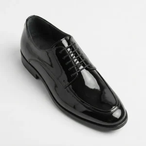 Eleganter Lack-Herrenschuh aus echtem Leder – Schwarz